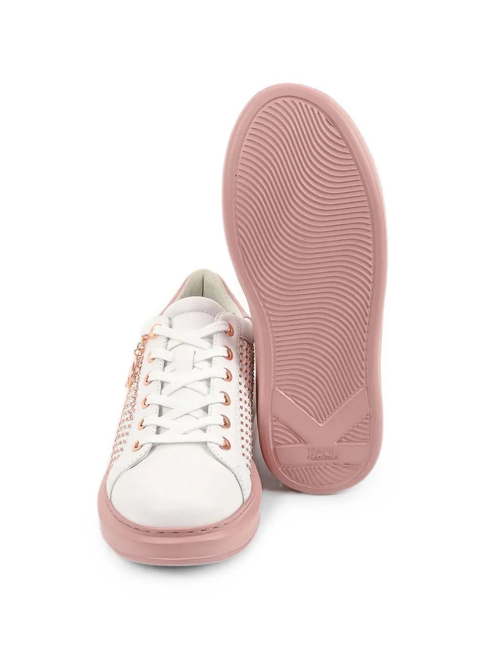 Karl Lagerfeld crystal-embellished leather sneakers Wit