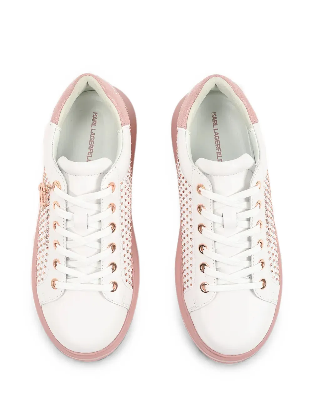 Karl Lagerfeld crystal-embellished leather sneakers Wit