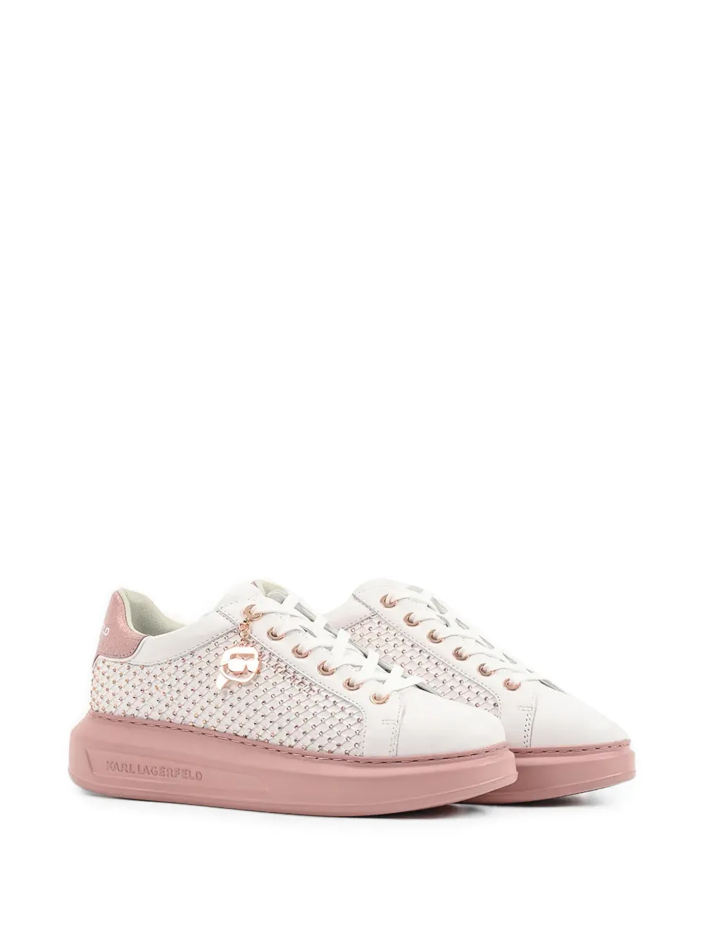 Karl Lagerfeld crystal-embellished leather sneakers Wit