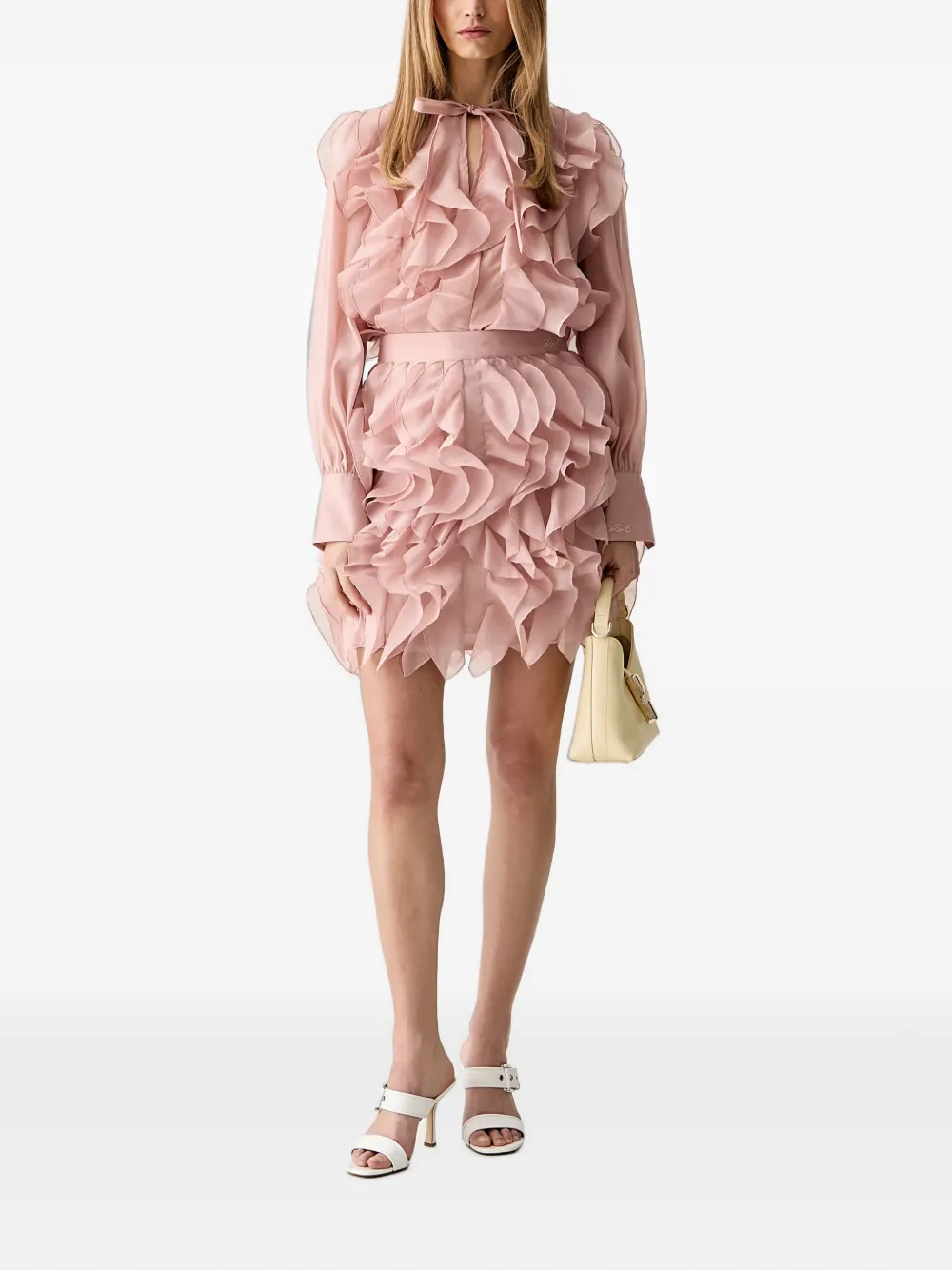 Karl Lagerfeld Mini-rok met geborduurd logo en ruches Roze