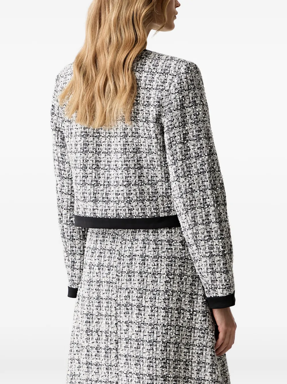 Karl Lagerfeld pearl-embellished tweed jacket Grijs