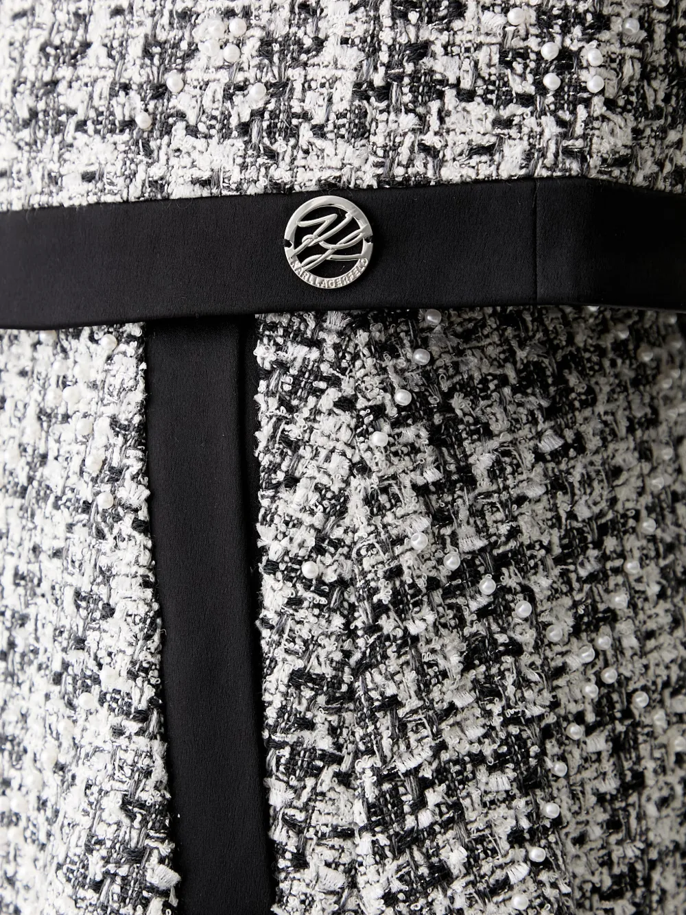 Karl Lagerfeld pearl-embellished tweed jacket Grijs
