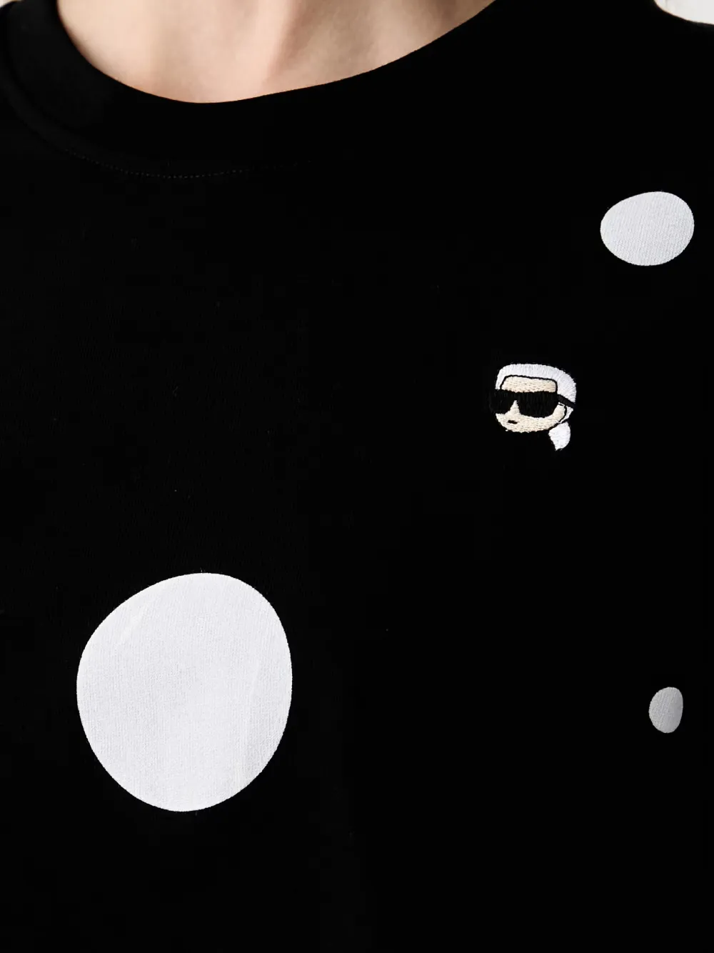 Karl Lagerfeld T-shirt met stippen en logo-patch Zwart