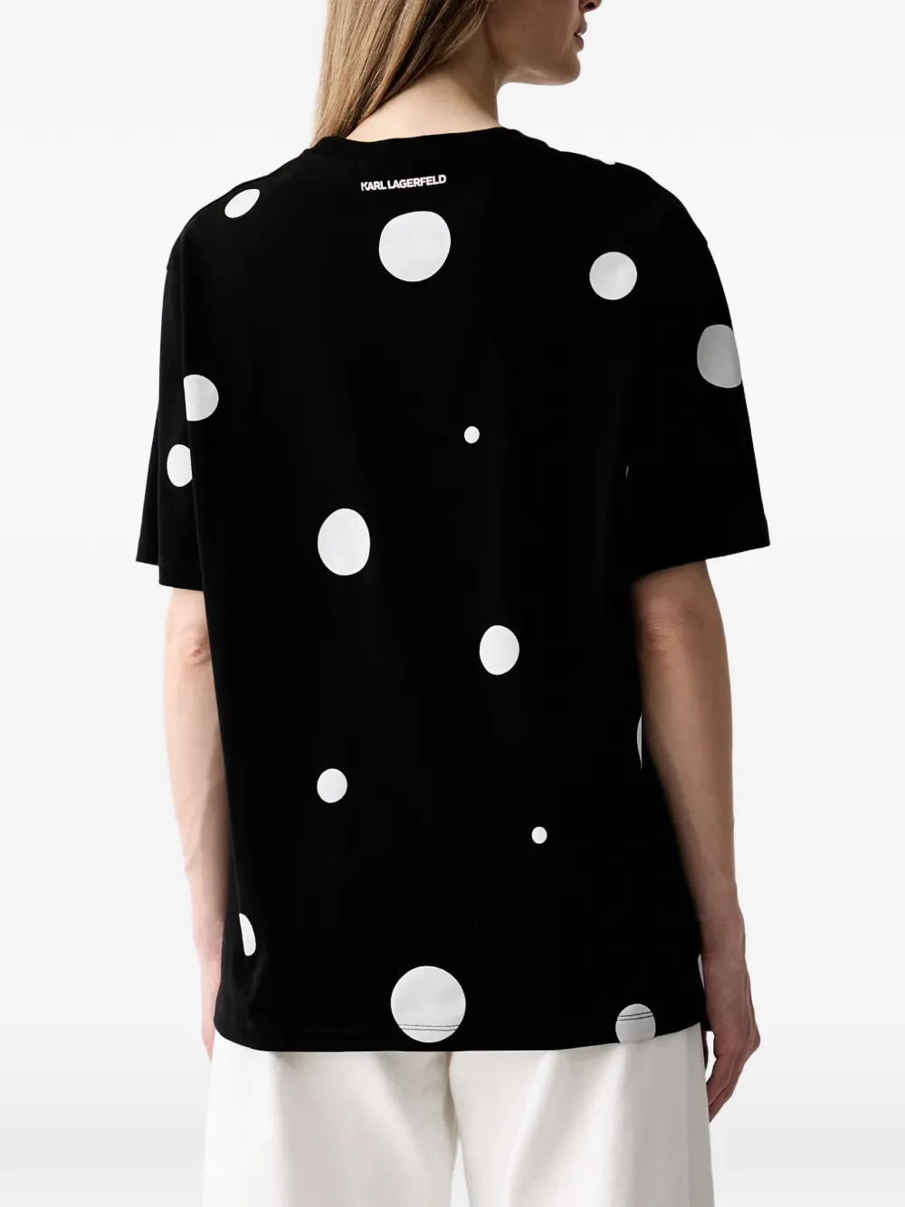 Karl Lagerfeld T-shirt met stippen en logo-patch Zwart