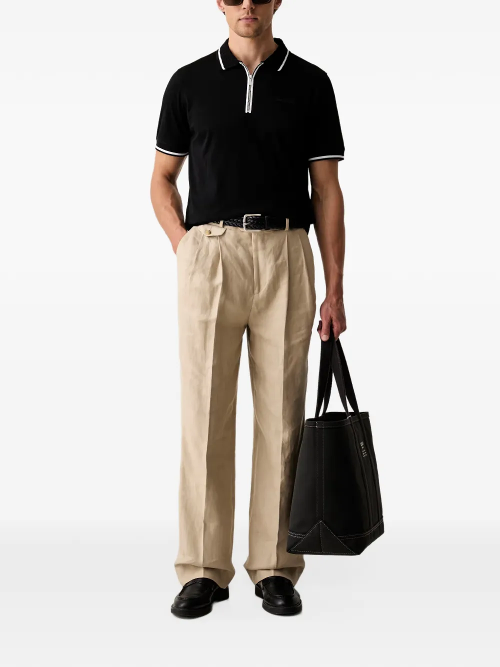 Karl Lagerfeld zip-fastening polo shirt Zwart