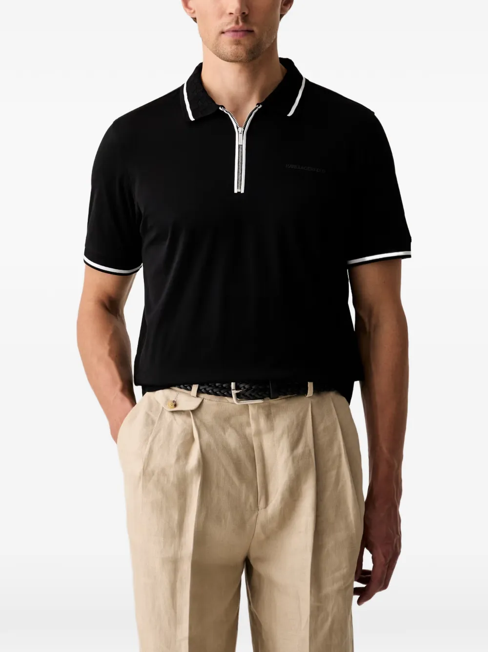 Karl Lagerfeld zip-fastening polo shirt - Nero