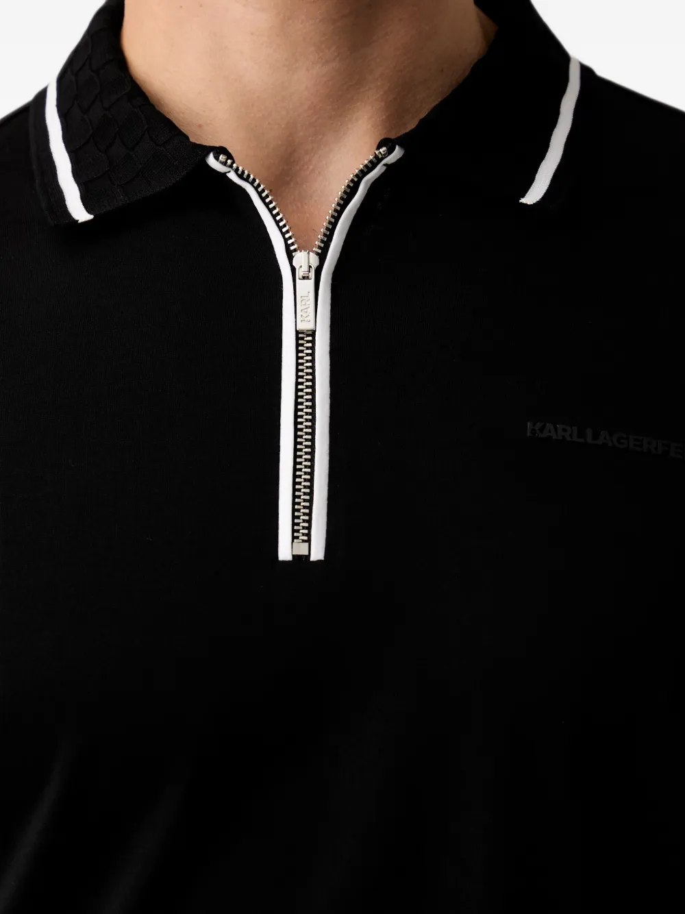 Karl Lagerfeld zip-fastening polo shirt Zwart