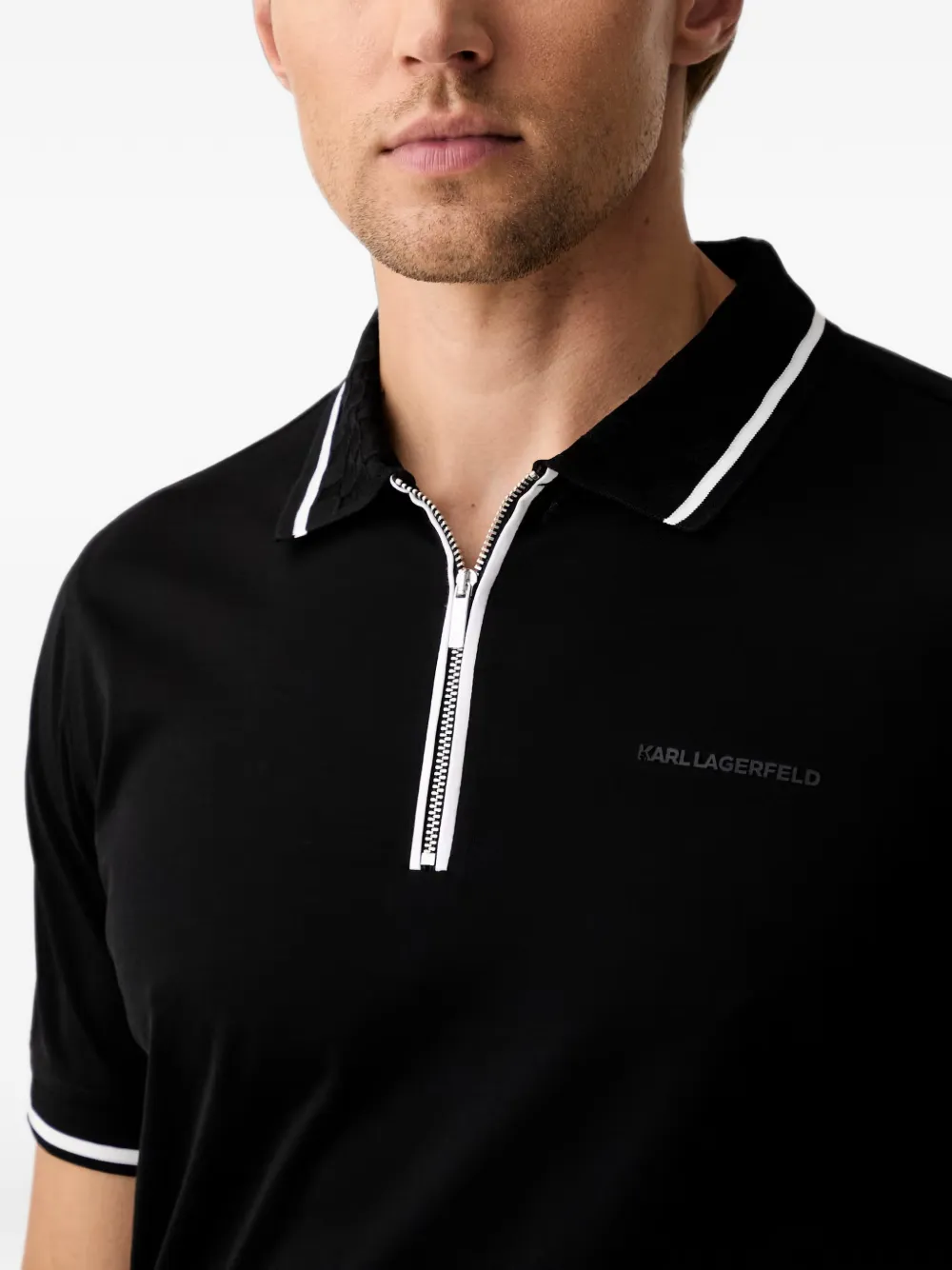 Karl Lagerfeld zip-fastening polo shirt Zwart