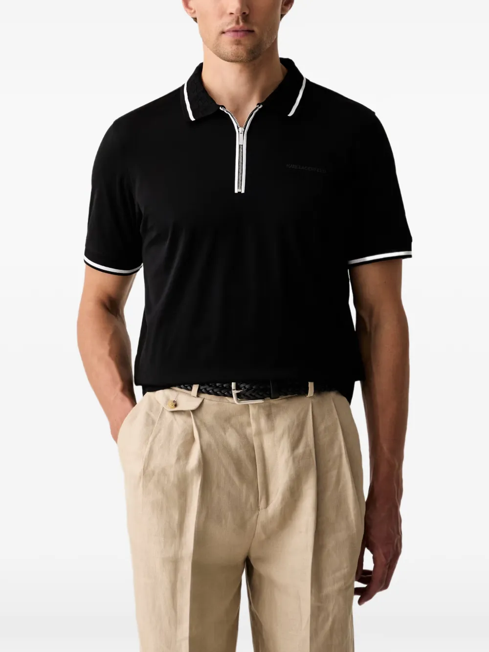 Karl Lagerfeld zip-fastening polo shirt - Nero