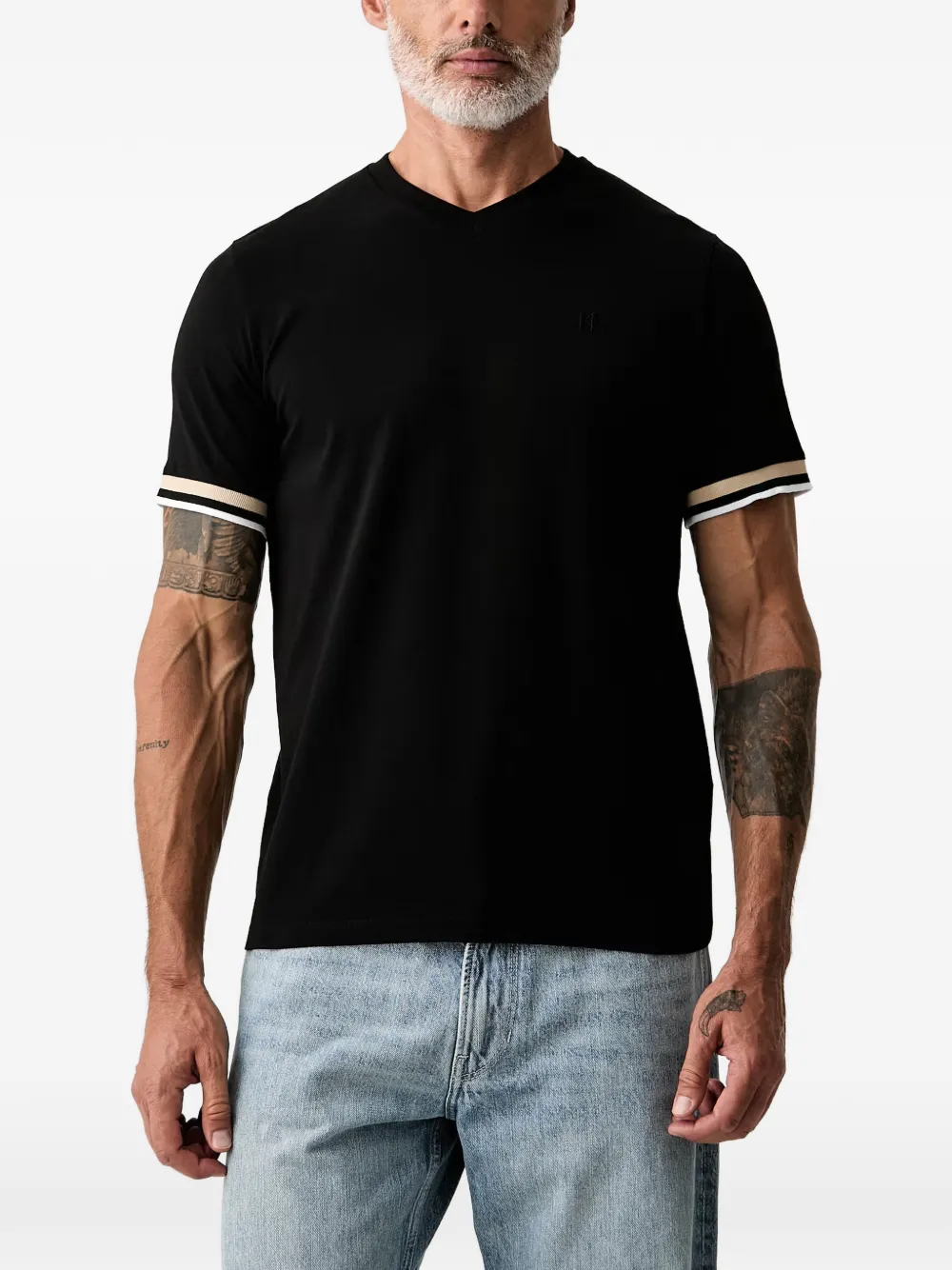 Karl Lagerfeld V-neck tipping-detail T-shirt - Nero