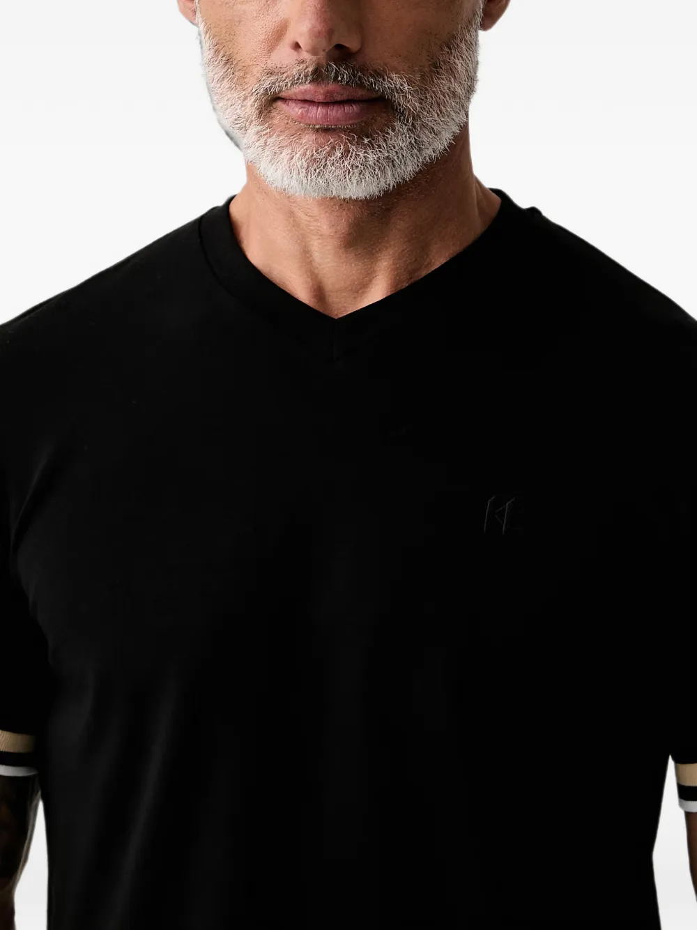 Karl Lagerfeld T-shirt met V-hals en afwerking Zwart