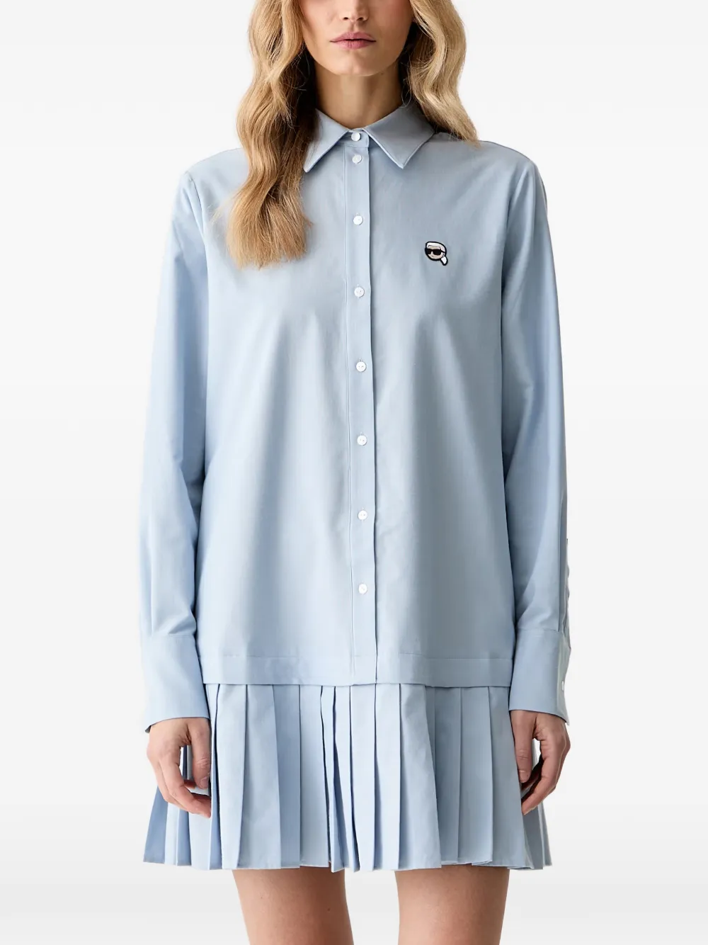 Karl Lagerfeld pleated long-sleeve mini dress - Blu