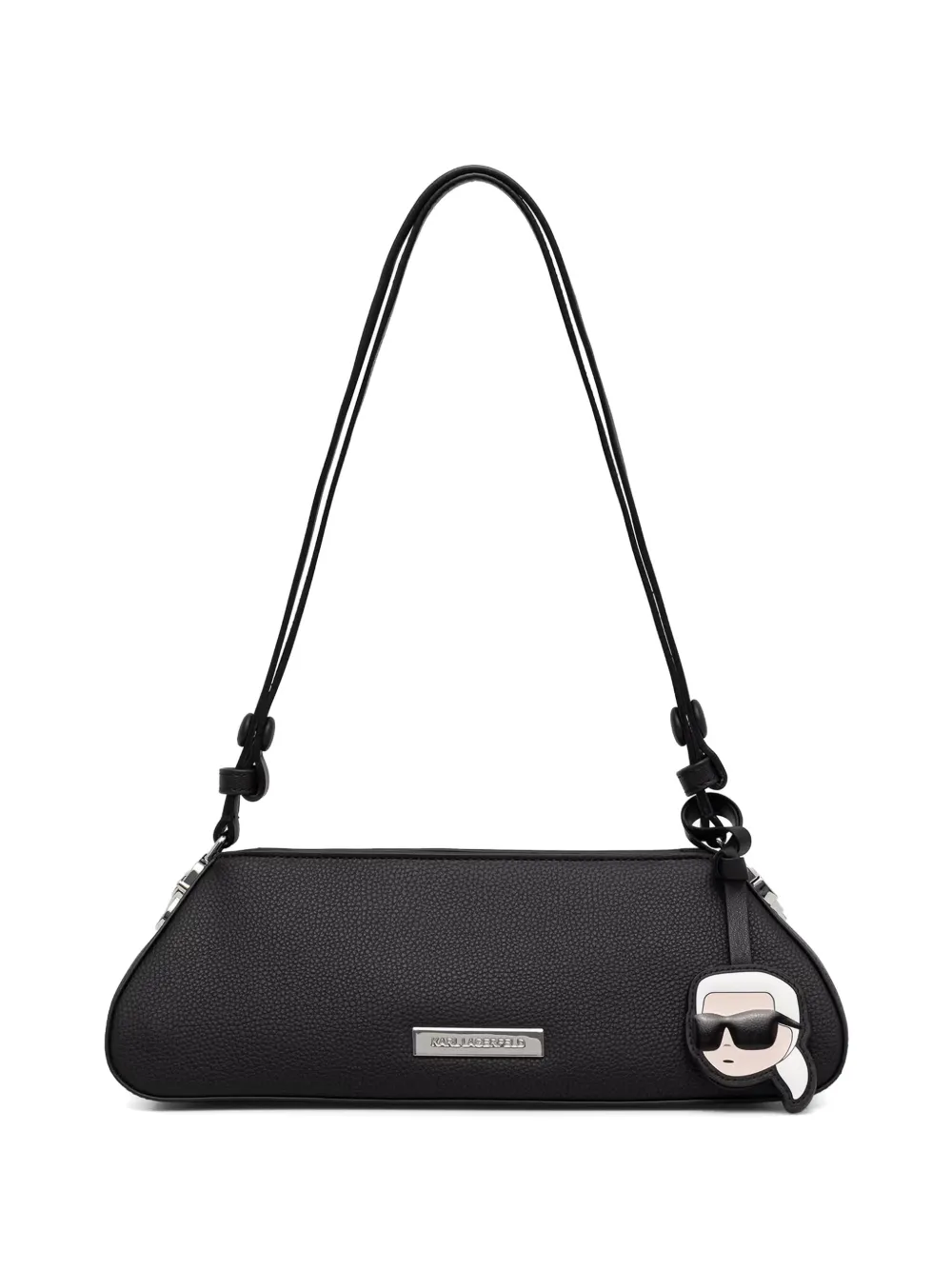 Karl Lagerfeld logo-plaque pebbled shoulder bag - Nero