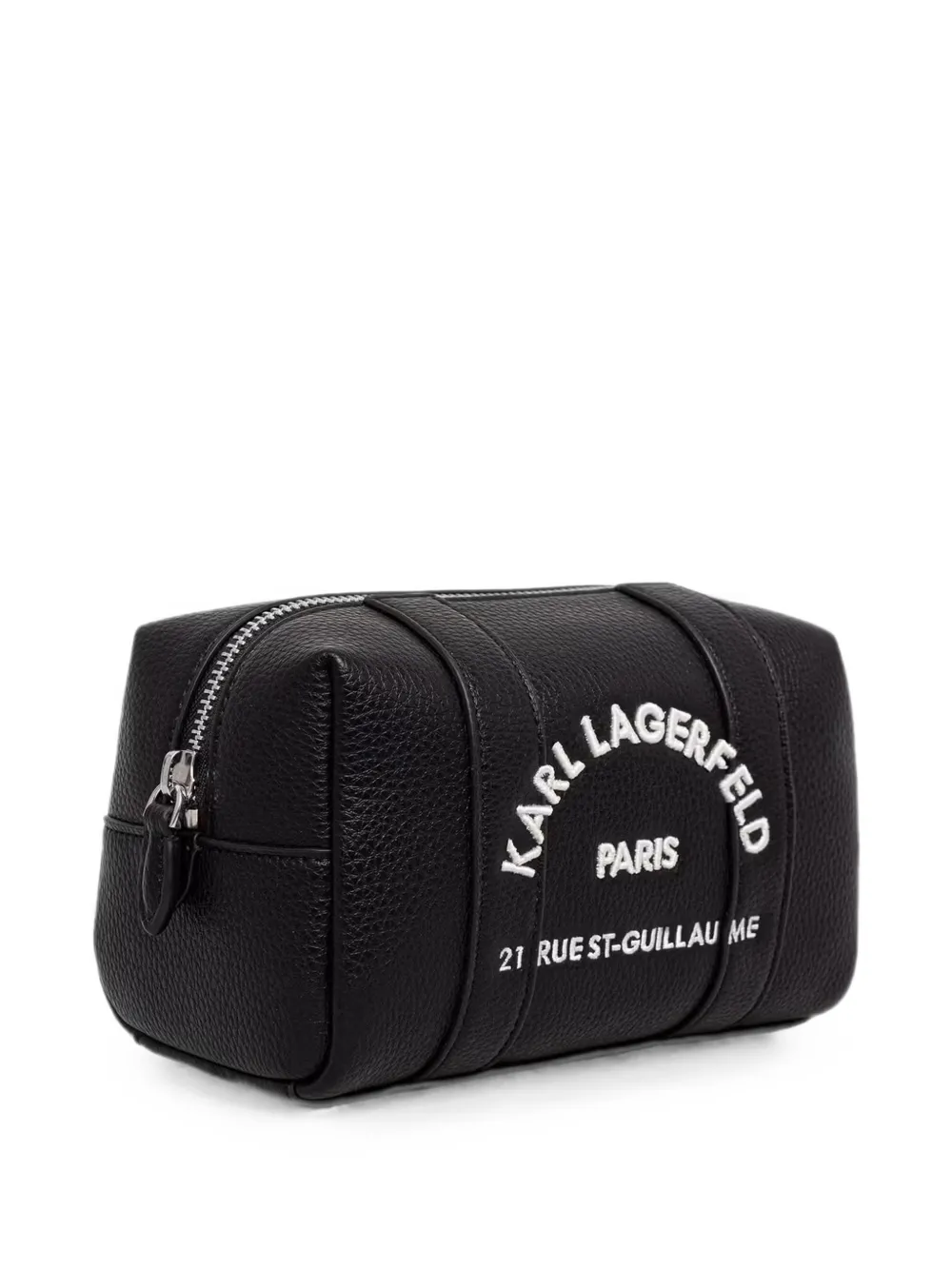 Karl Lagerfeld Make-up tas met geborduurd logo en textuur Zwart
