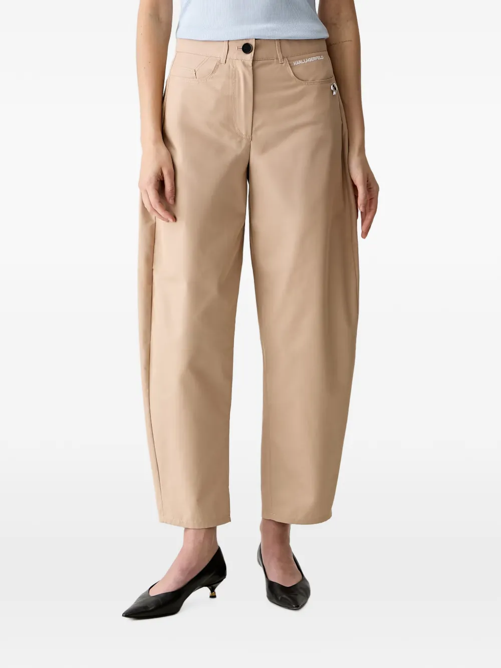 Karl Lagerfeld logo-print tapered trousers - Toni neutri