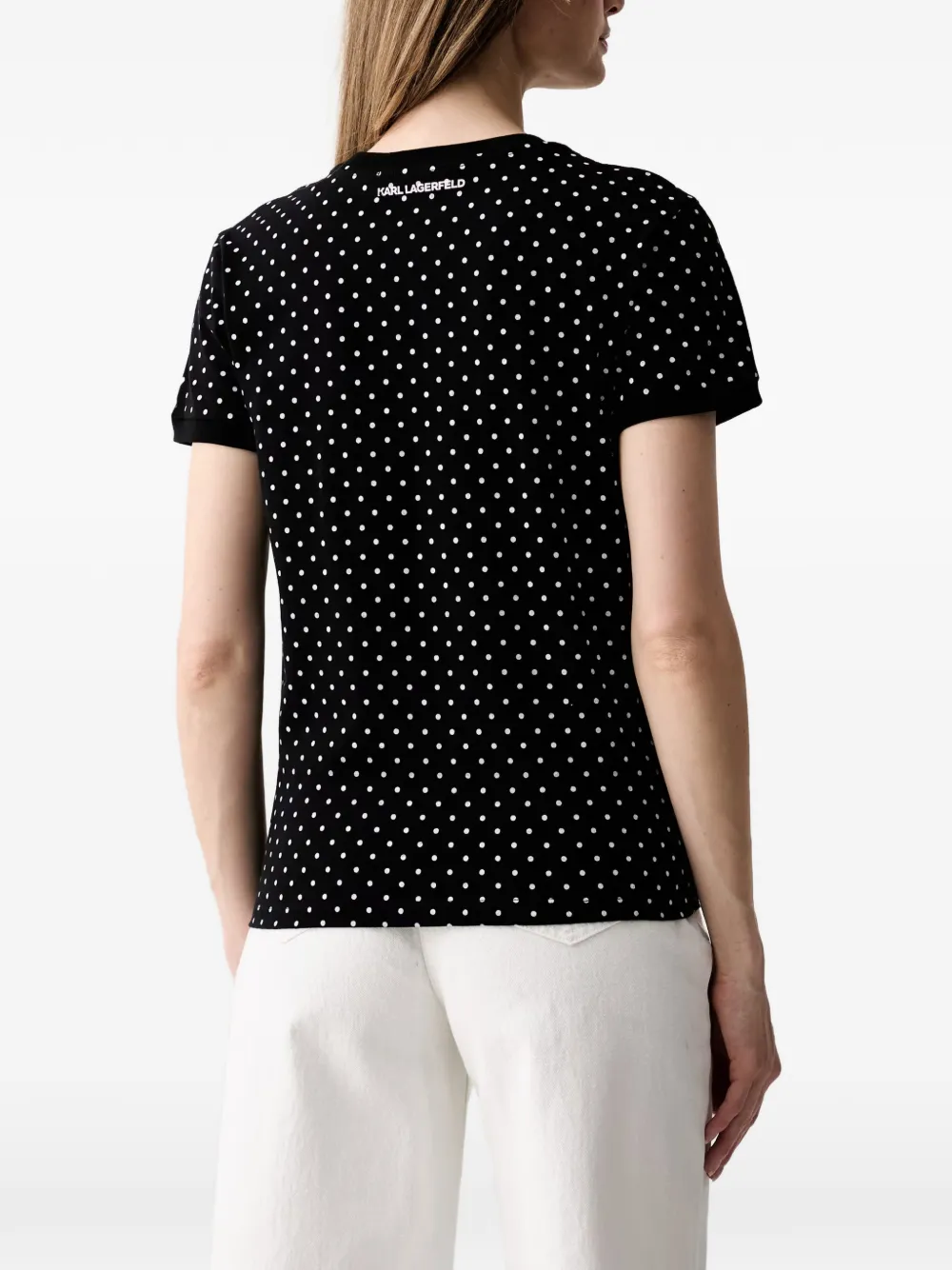 Karl Lagerfeld T-shirt met stippen en logo-patch Zwart