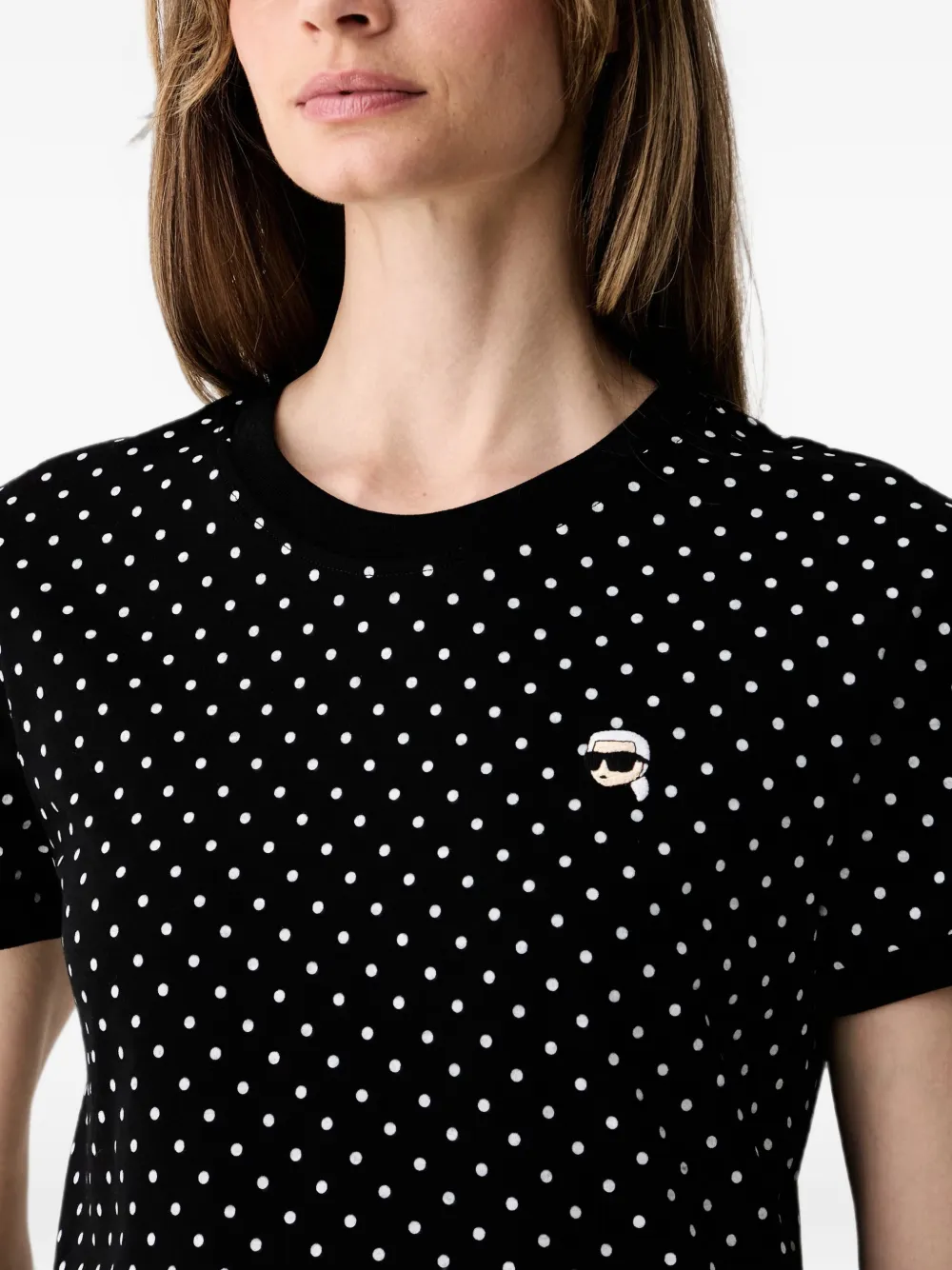 Karl Lagerfeld T-shirt met stippen en logo-patch Zwart
