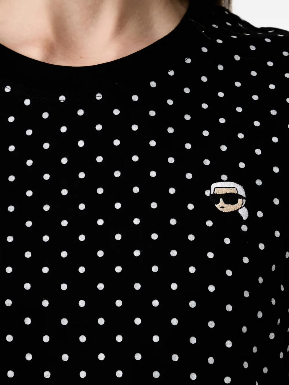 Karl Lagerfeld T-shirt met stippen en logo-patch Zwart