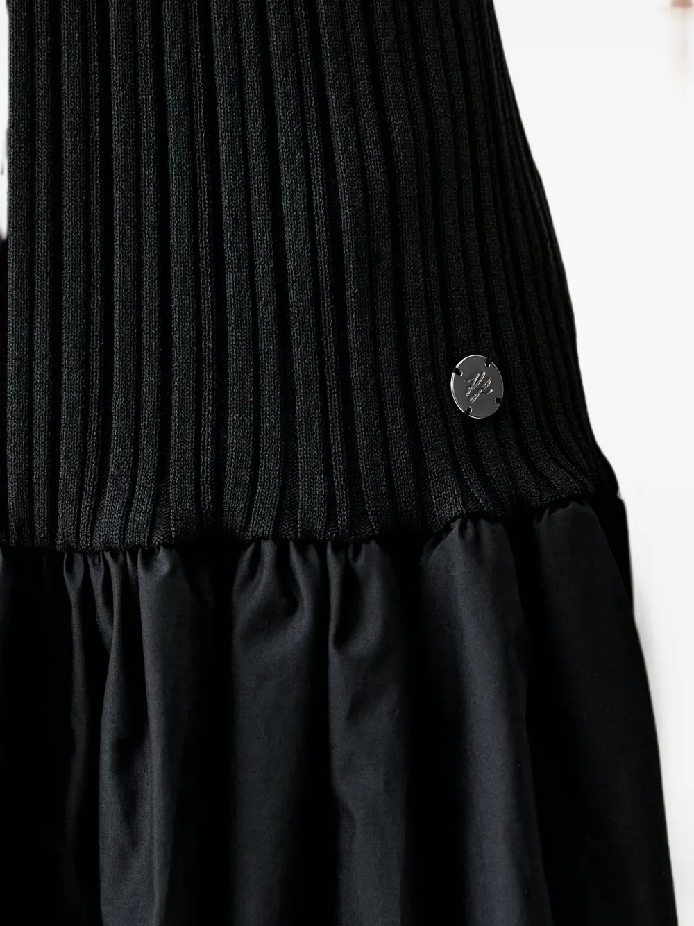 Karl Lagerfeld Geribbelde jurk met bubbelzoom Zwart