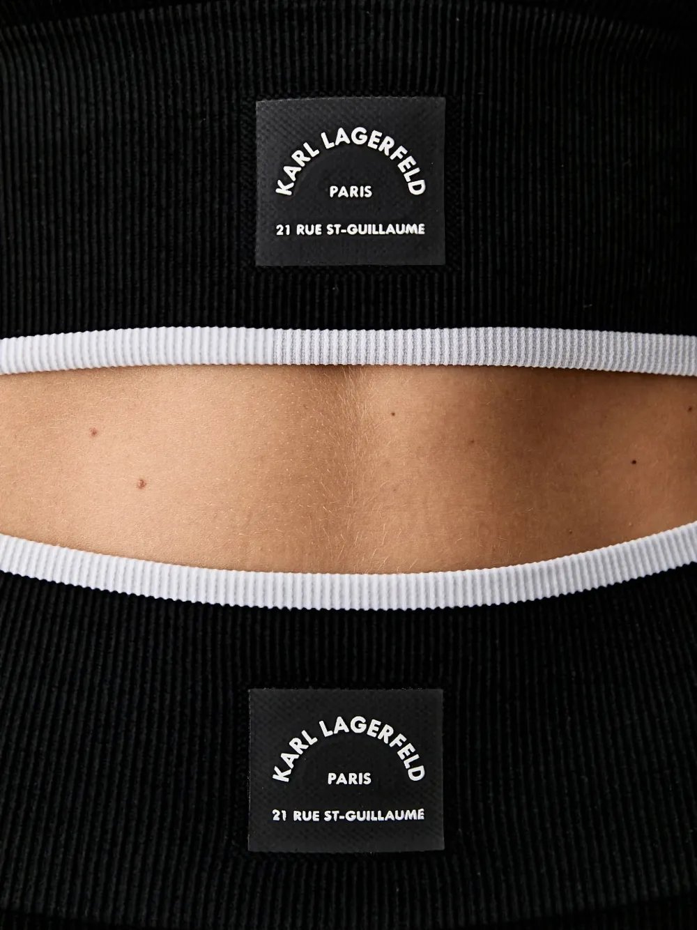 Karl Lagerfeld Ribgebreide legging met logo-patch Zwart