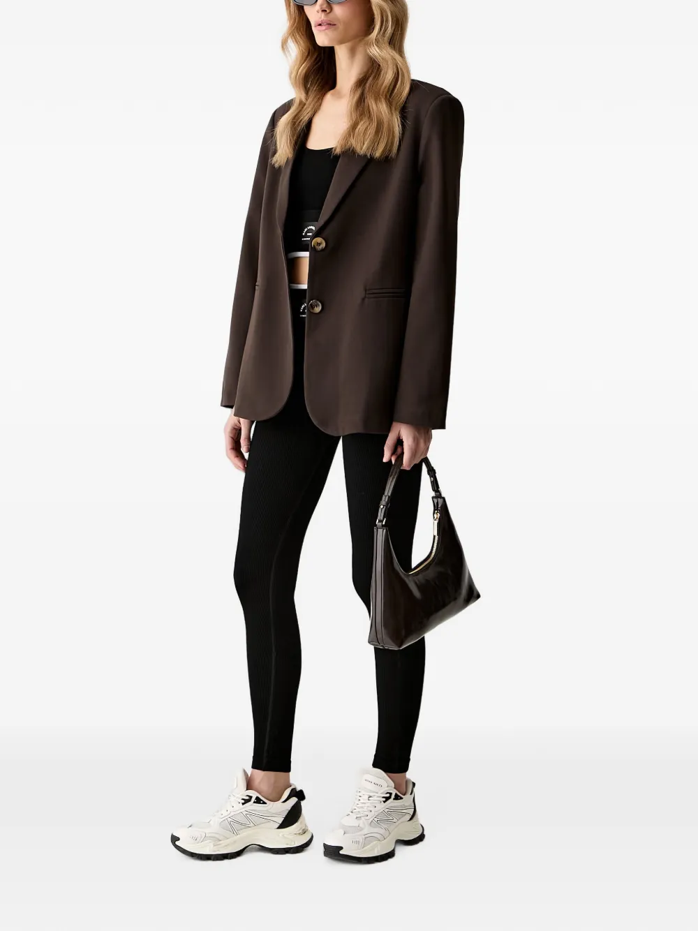 Karl Lagerfeld Ribgebreide legging met logo-patch Zwart