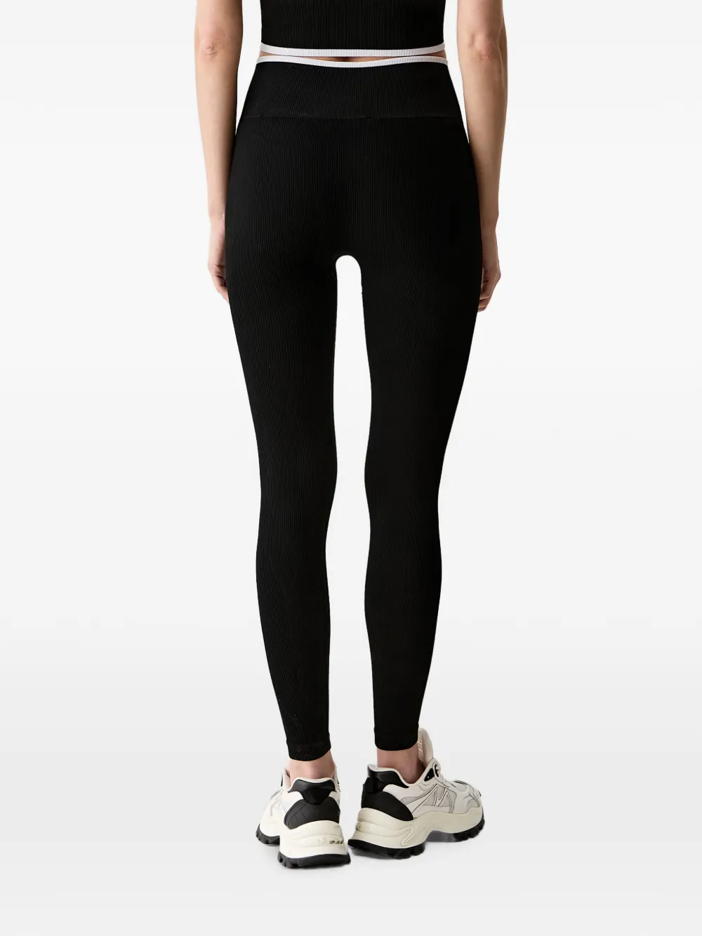 Karl Lagerfeld Ribgebreide legging met logo-patch Zwart