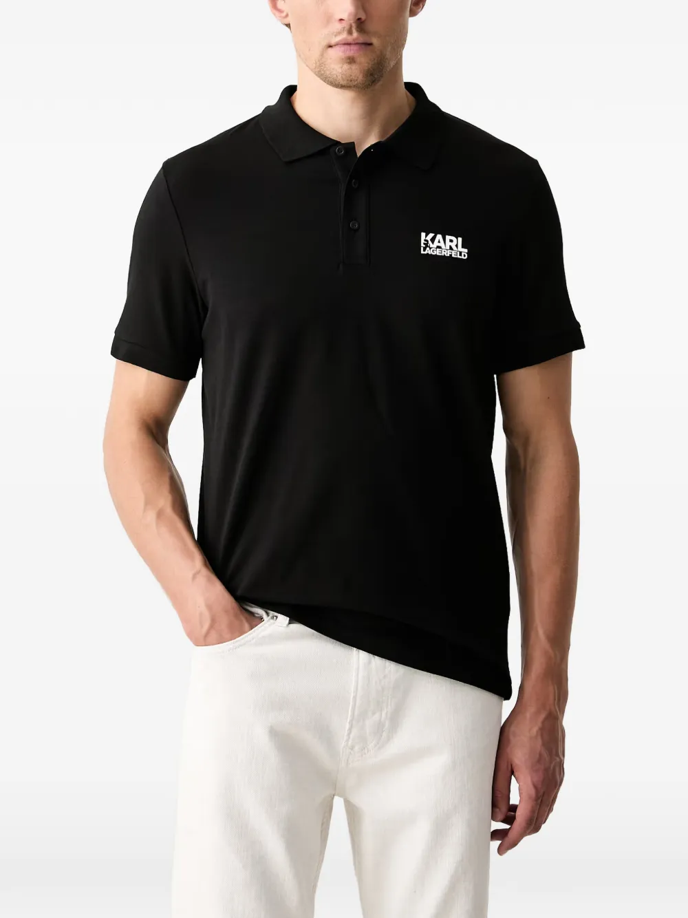 Karl Lagerfeld logo-print short-sleeve polo shirt - Nero