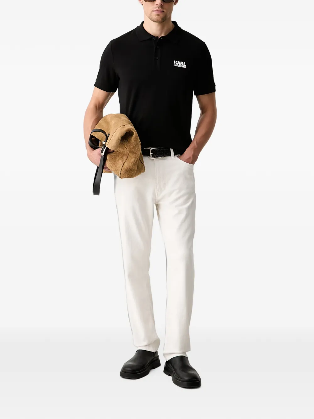 Karl Lagerfeld logo-print short-sleeve polo shirt Zwart