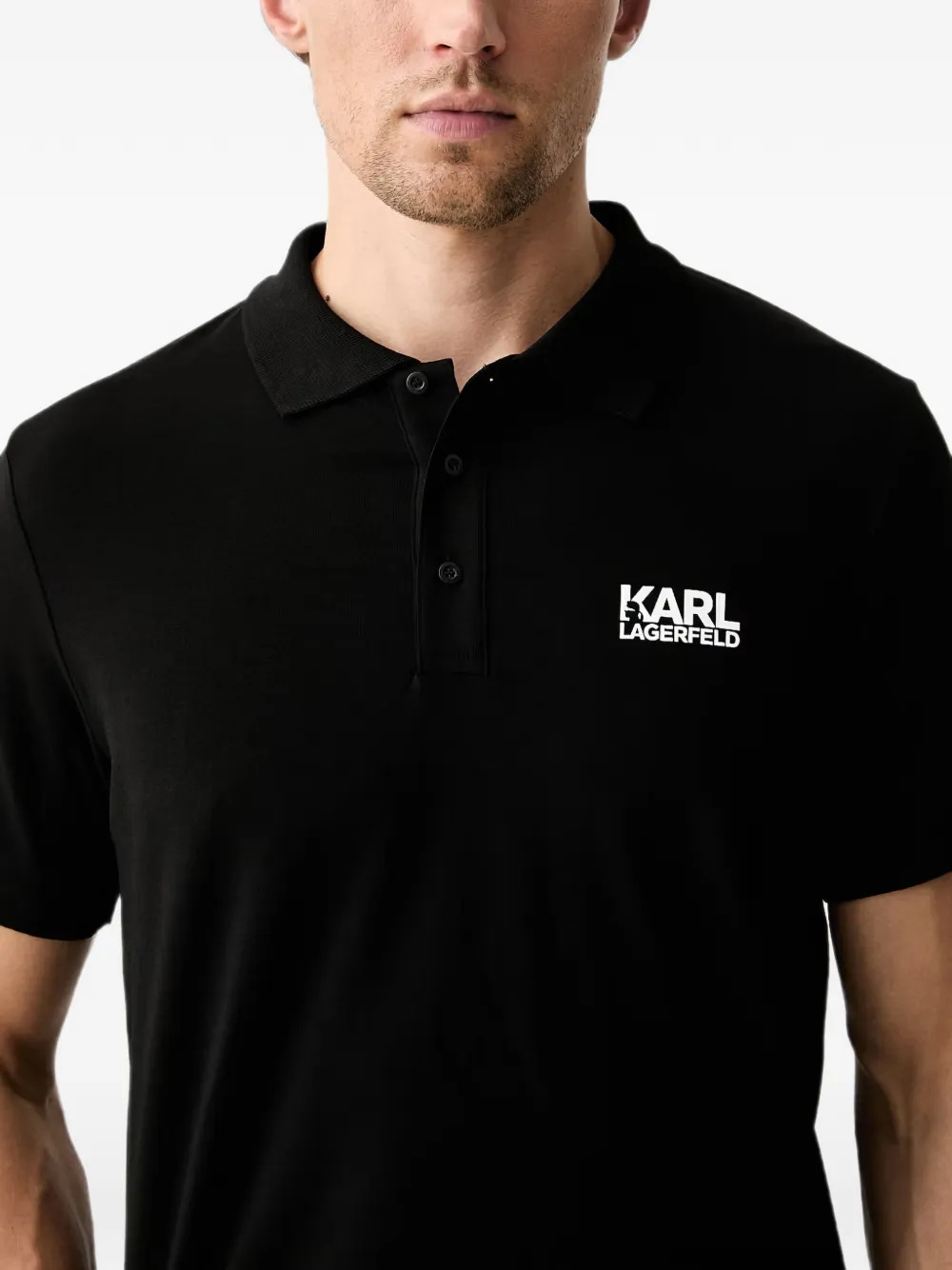 Karl Lagerfeld logo-print short-sleeve polo shirt Zwart