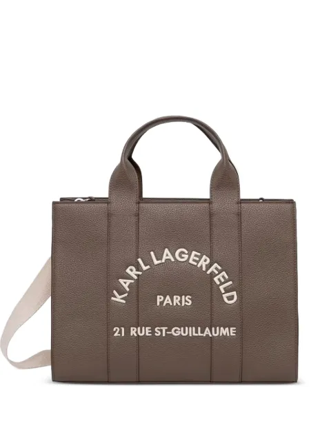 Karl Lagerfeld logo-embroidered pebbled tote bag