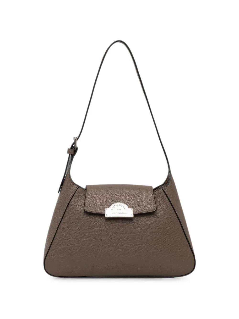 Karl Lagerfeld logo-plaque grained-leather shoulder bag - Marrone