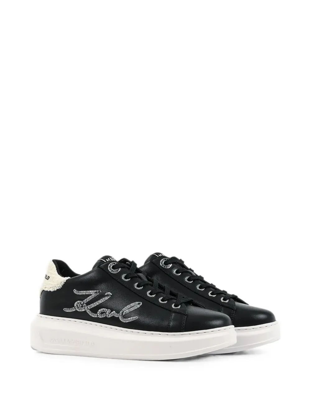 Karl Lagerfeld embroidered logo-patch sneakers Zwart