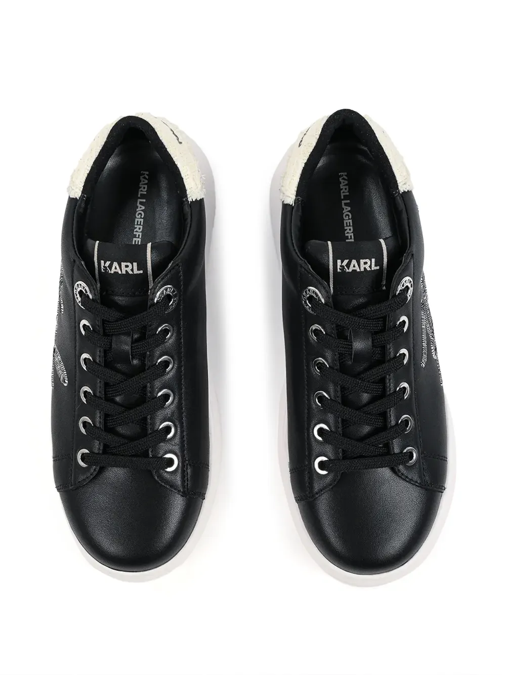 Karl Lagerfeld embroidered logo-patch sneakers Zwart