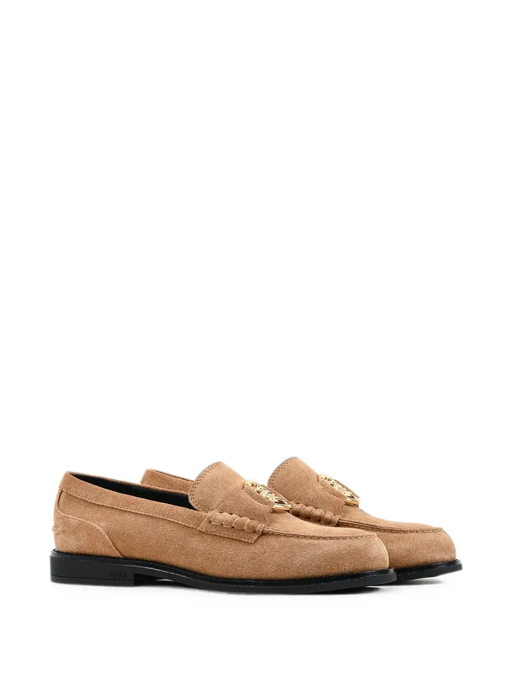 Karl Lagerfeld logo-plaque suede loafers Beige