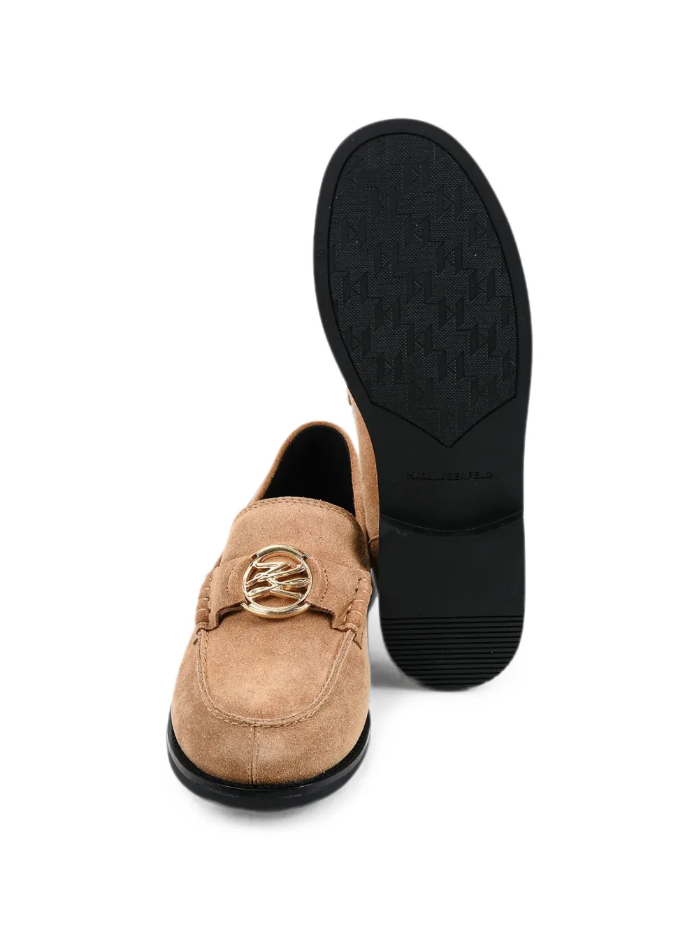 Karl Lagerfeld logo-plaque suede loafers Beige