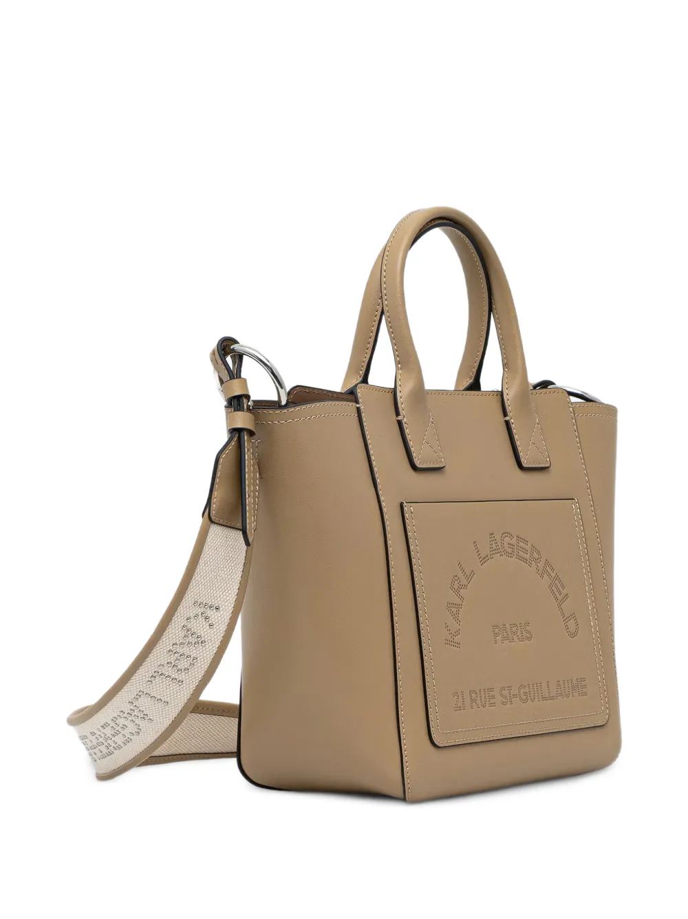 Karl Lagerfeld Shopper met geperforeerde details en logo-band Beige