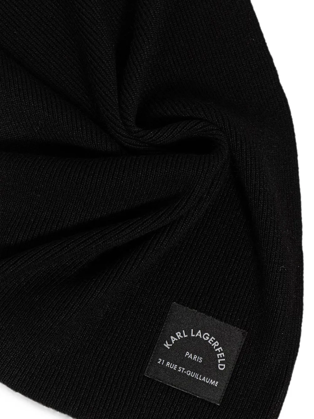 Karl Lagerfeld Geribbelde sjaal met logopatch Zwart