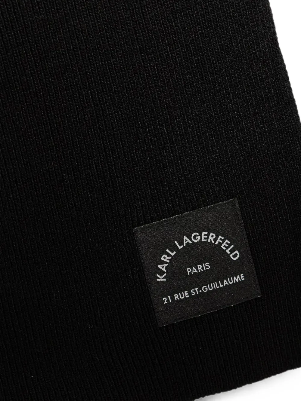 Karl Lagerfeld Geribbelde sjaal met logopatch Zwart