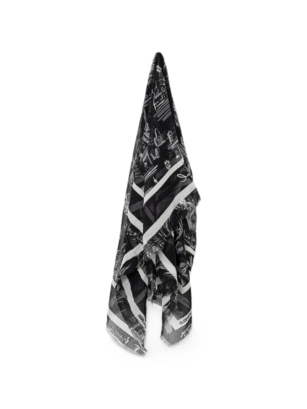 Karl Lagerfeld Maison de Karl frayed scarf - Nero