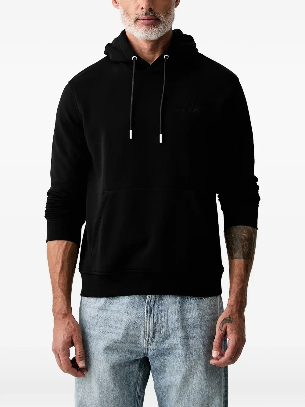 Karl Lagerfeld logo-embroidered drawstring hoodie - Nero