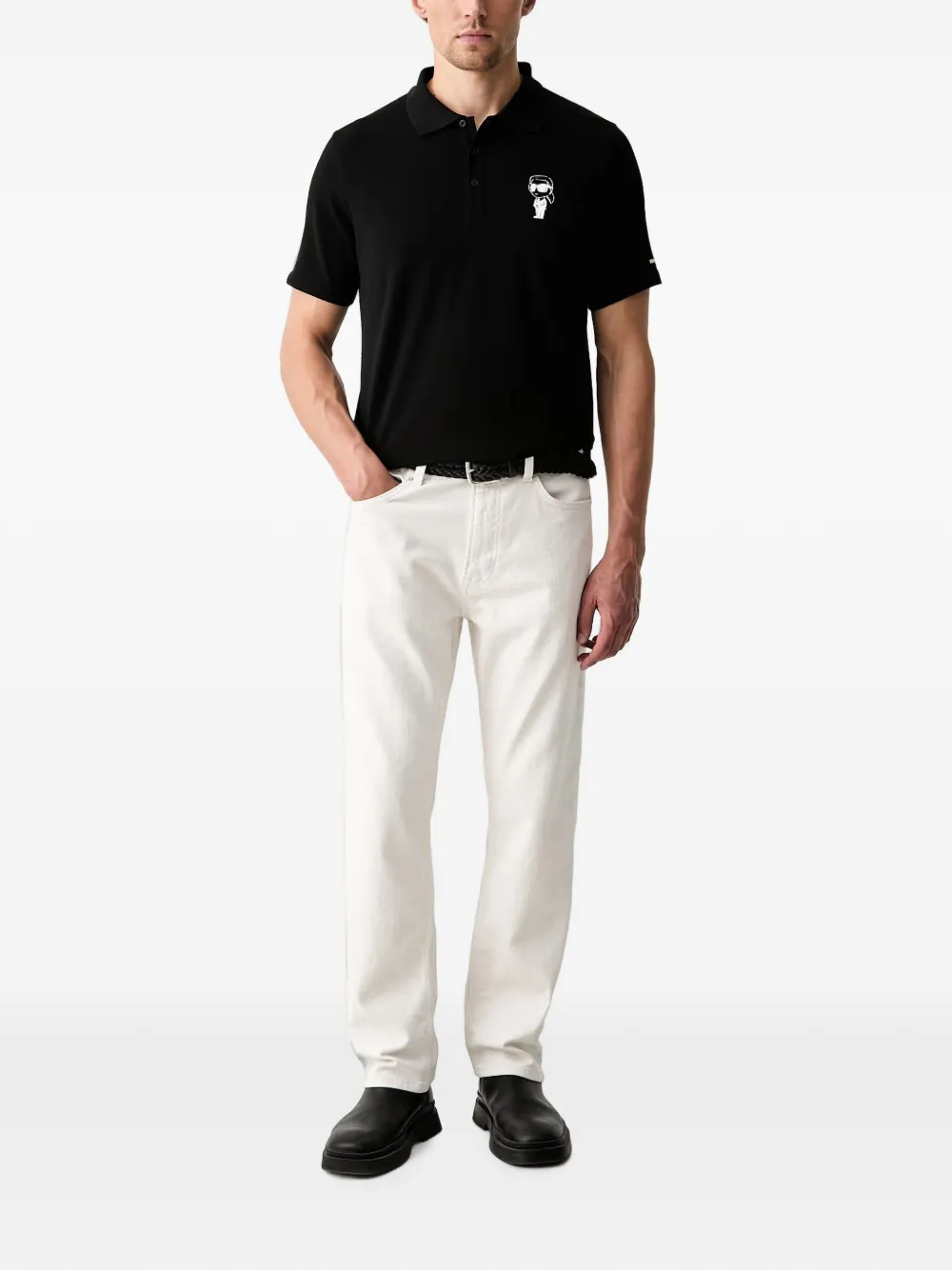 Karl Lagerfeld Ikonik poloshirt met opgestikt detail Zwart