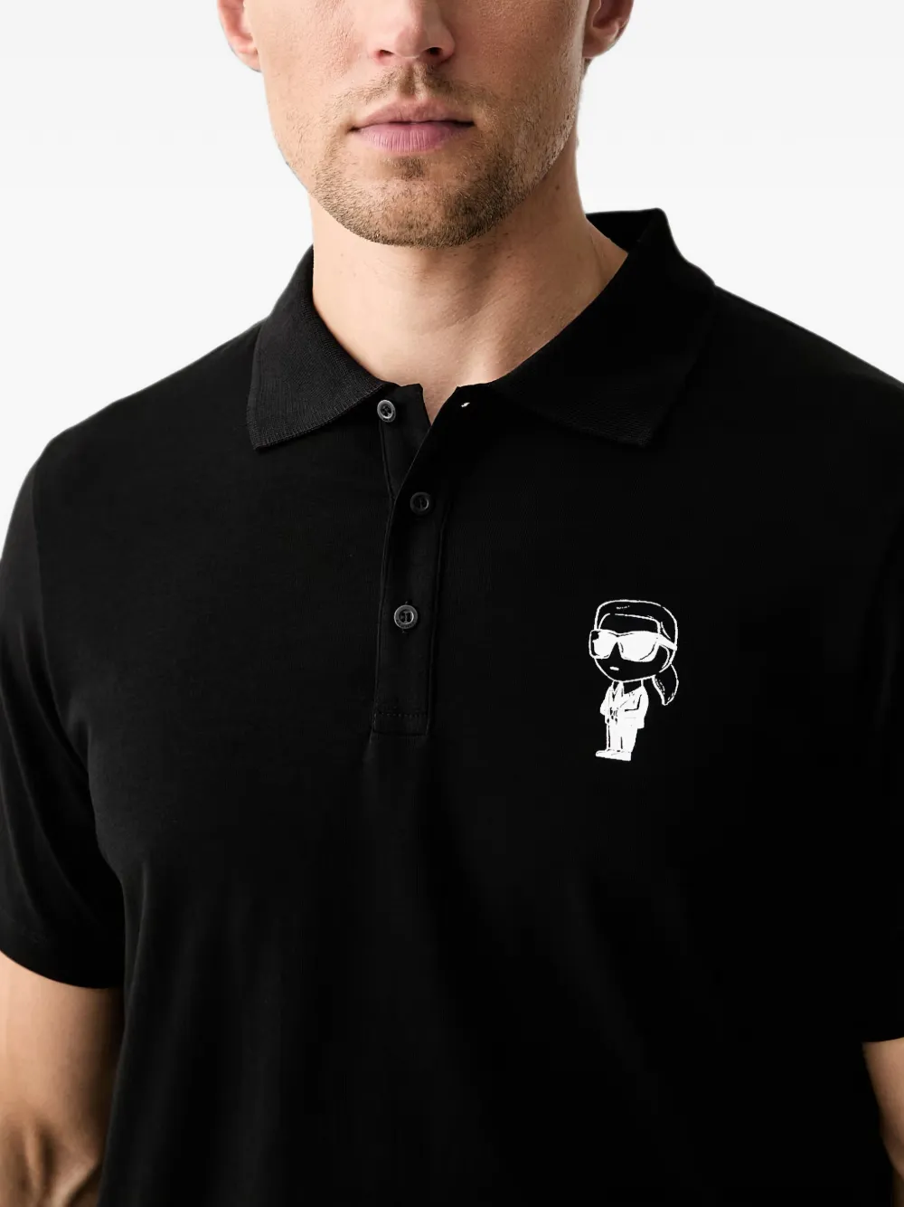 Karl Lagerfeld Ikonik poloshirt met opgestikt detail Zwart