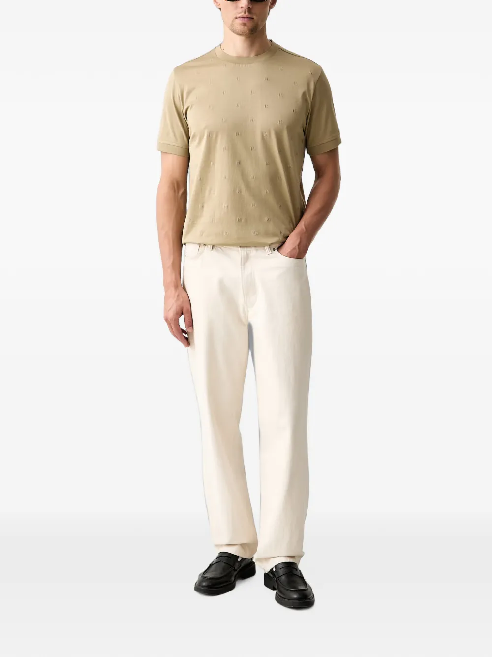 Karl Lagerfeld T-shirt met logo-patch en monogram-reliëf Beige