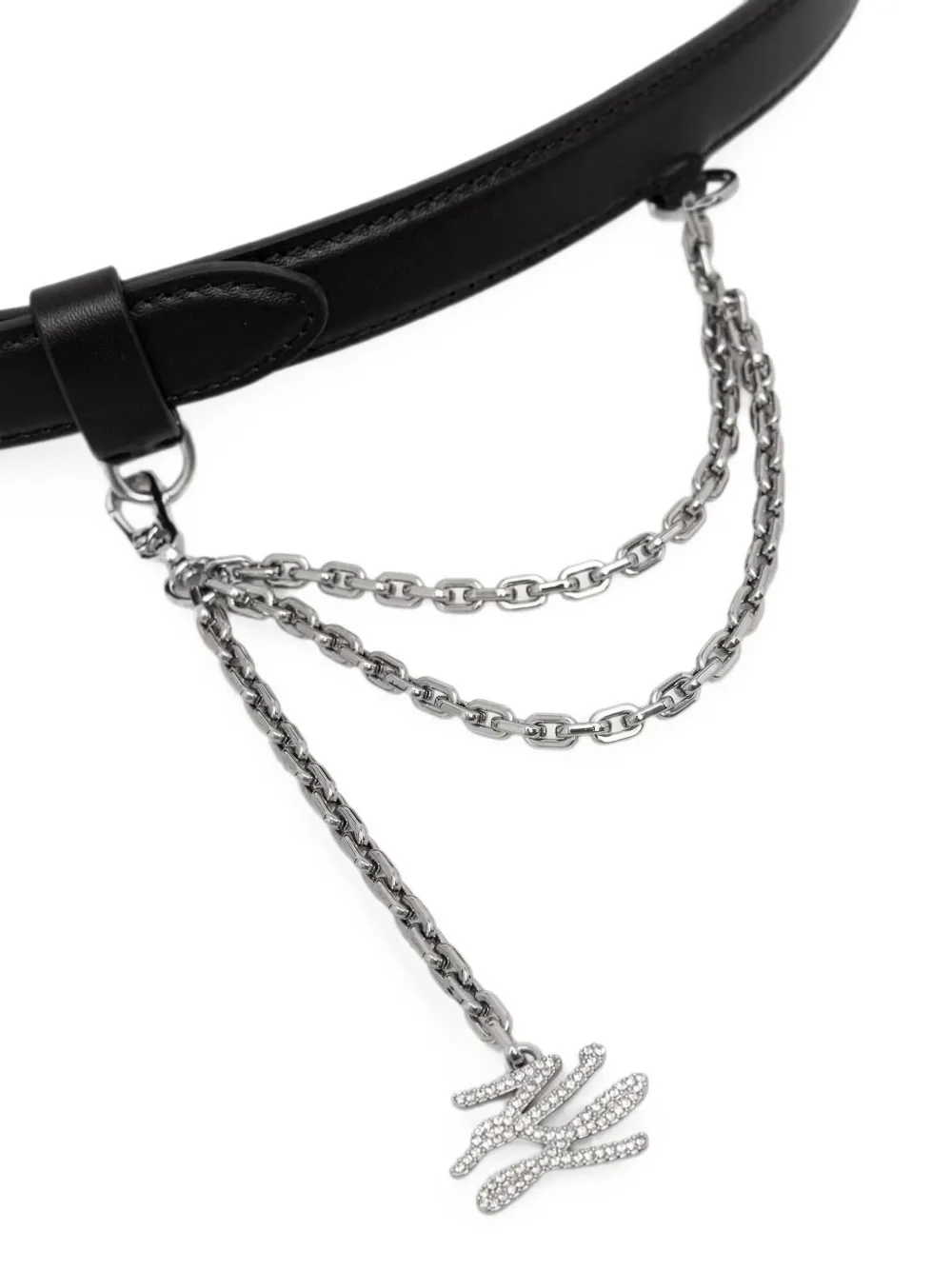 Karl Lagerfeld Riem met ketting en verfraaiing met kristallen Zwart