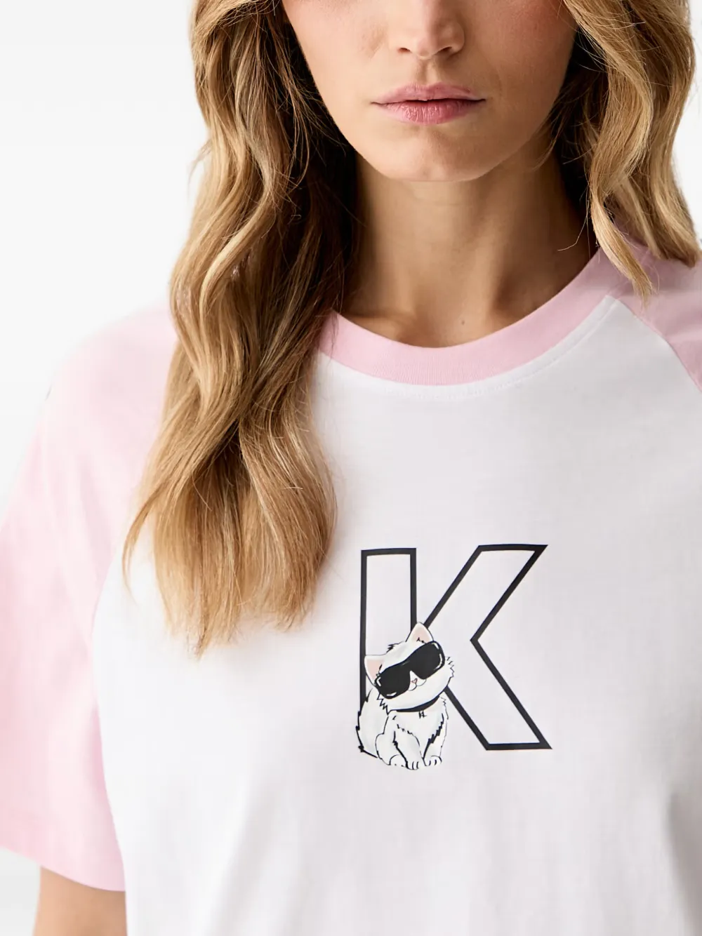 Karl Lagerfeld T-shirt met logoprint en raglan mouwen Wit