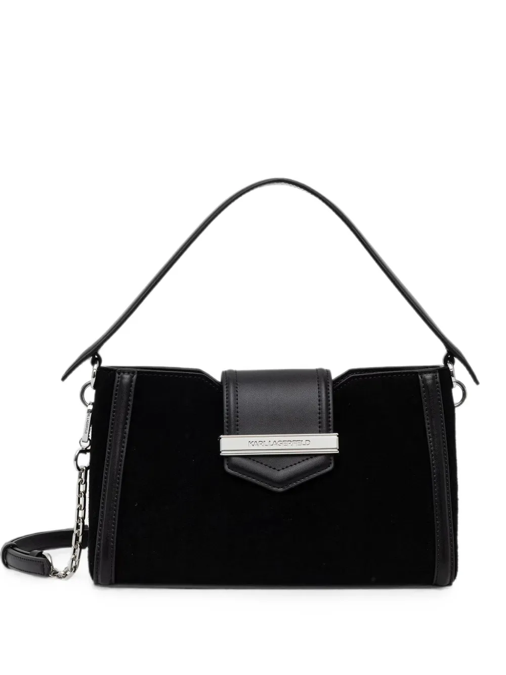 Karl Lagerfeld suede-panelled shoulder bag - Nero
