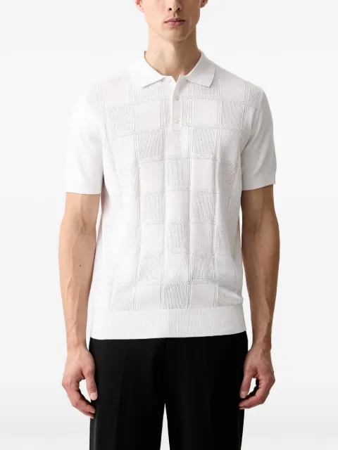 Karl Lagerfeld check-patterned pointelle-knit polo shirt