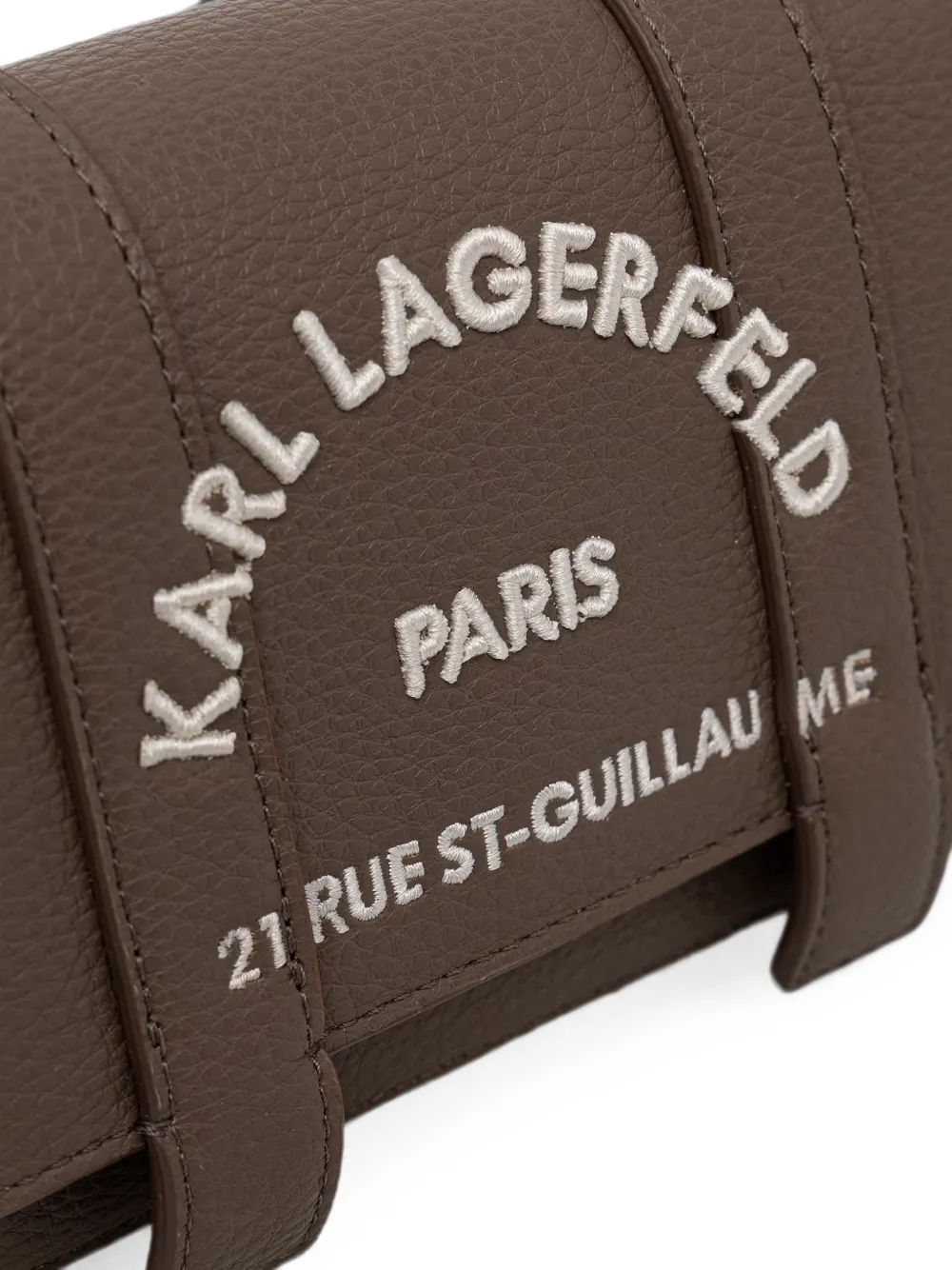 Karl Lagerfeld Bewerkte schoudertas met geborduurd logo Bruin