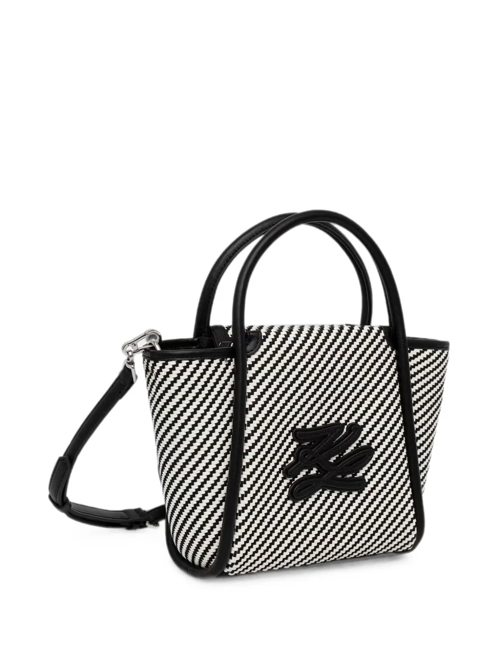 Karl Lagerfeld Geweven shopper met logo-patch Wit