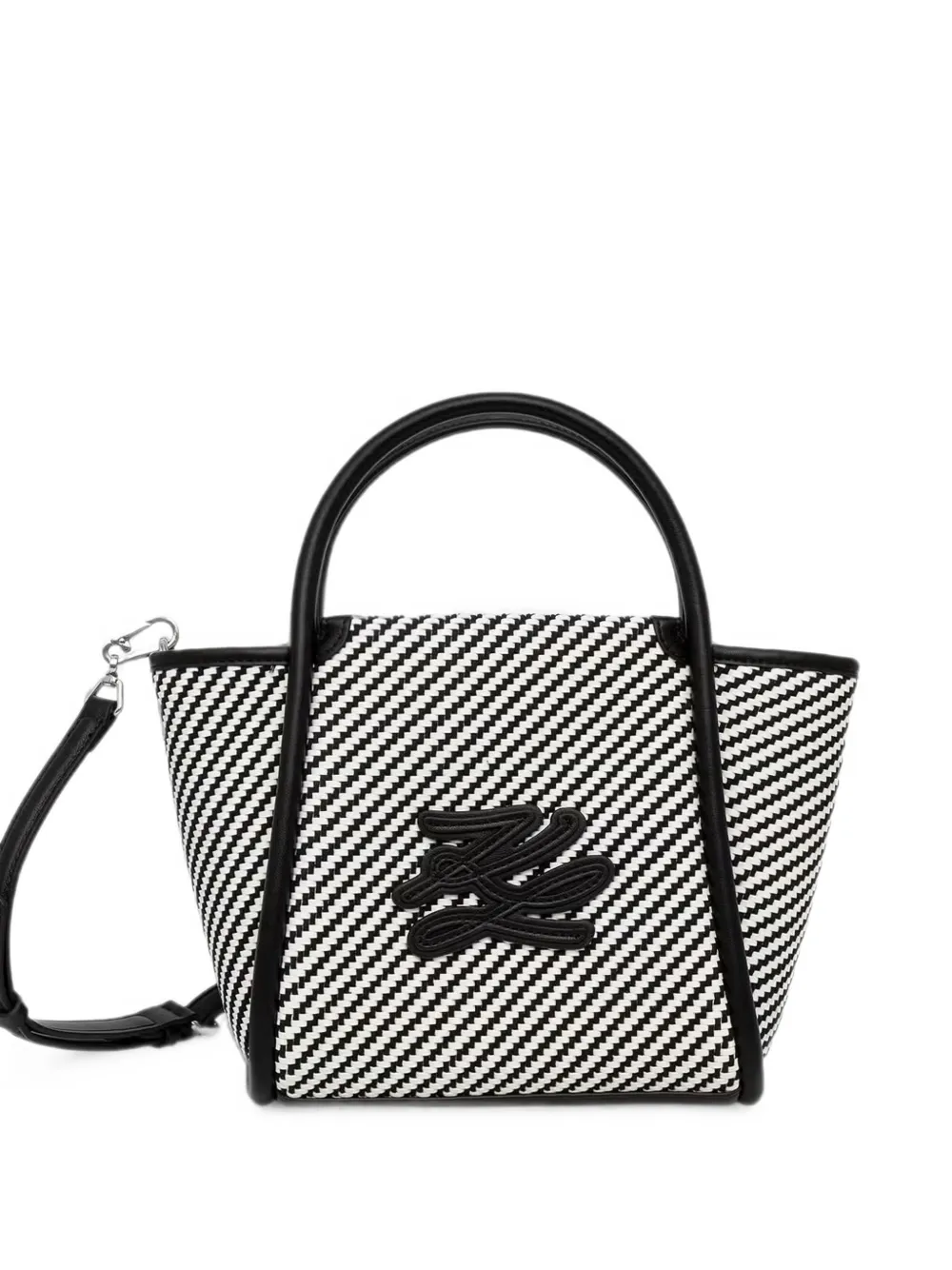Karl Lagerfeld woven-design logo-patch tote bag - Bianco